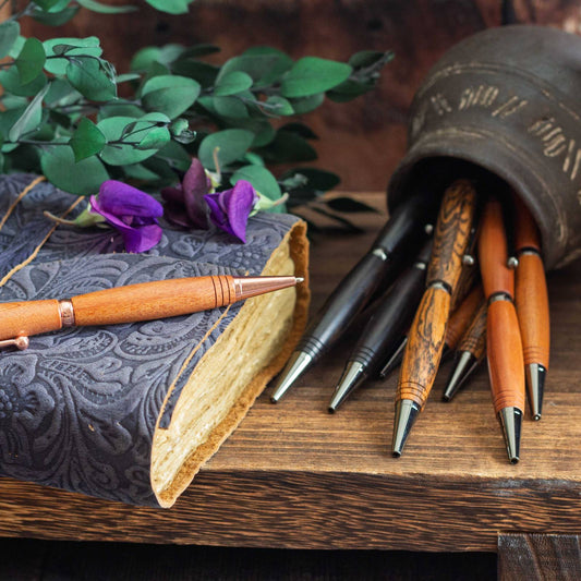 Vintage-Styled Simple Wooden Pen. Ballpoint pen, black ink.