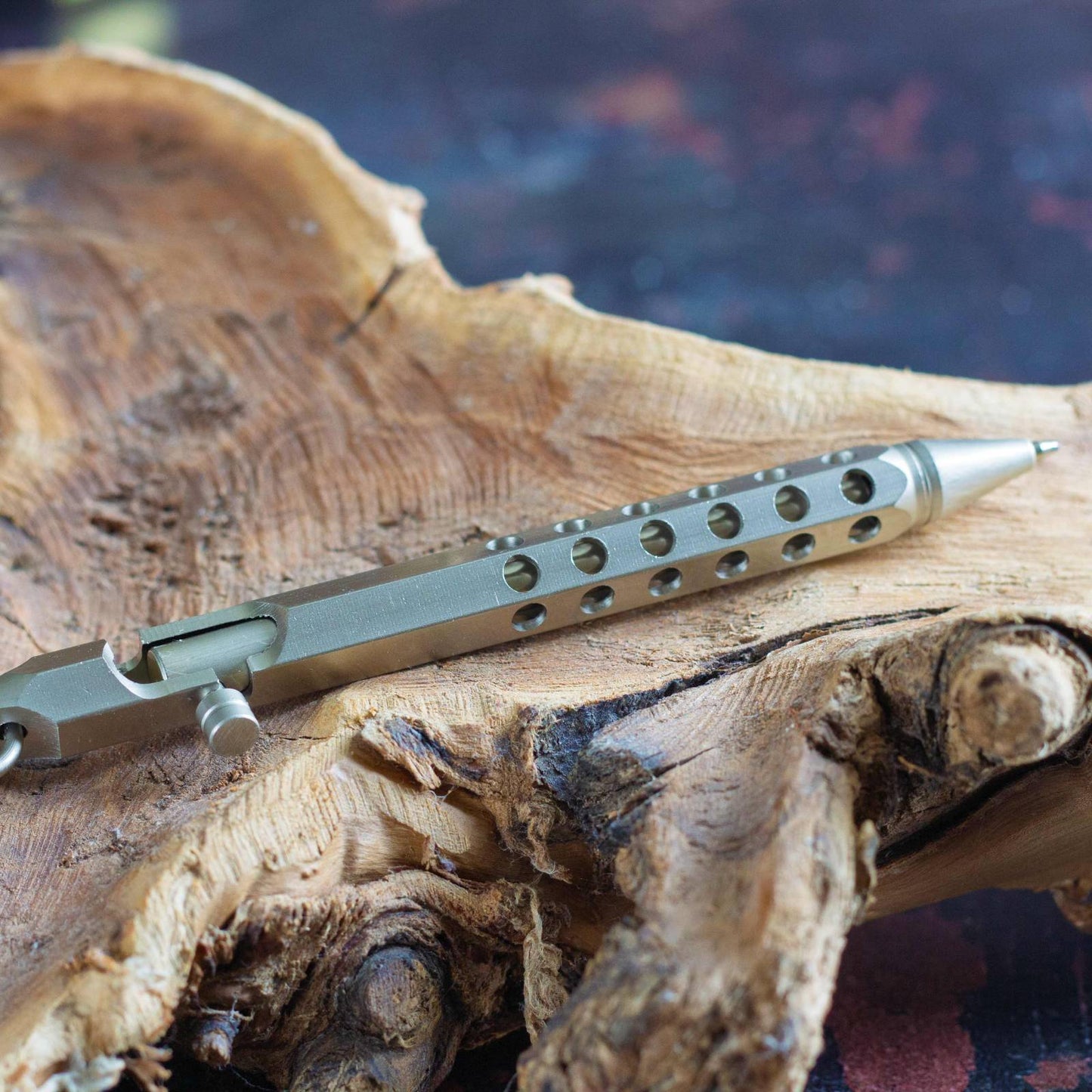 Industrial Metal Pen. Black ink, ballpoint pen. Rugged, compact design.