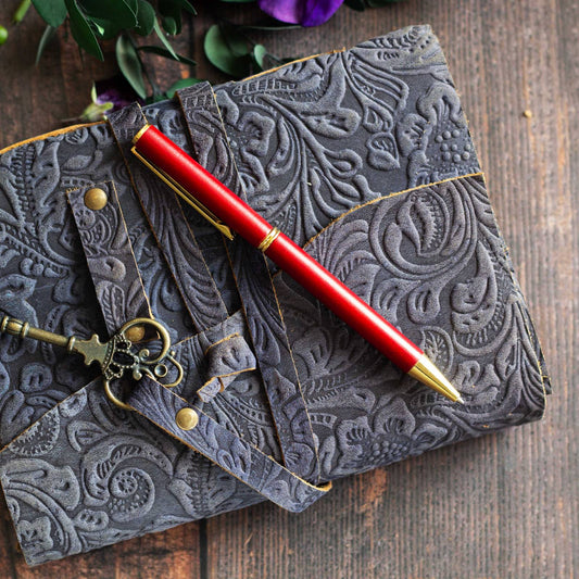Elegant Vermillion Wooden Pen. Slender, light wood ballpoint pen