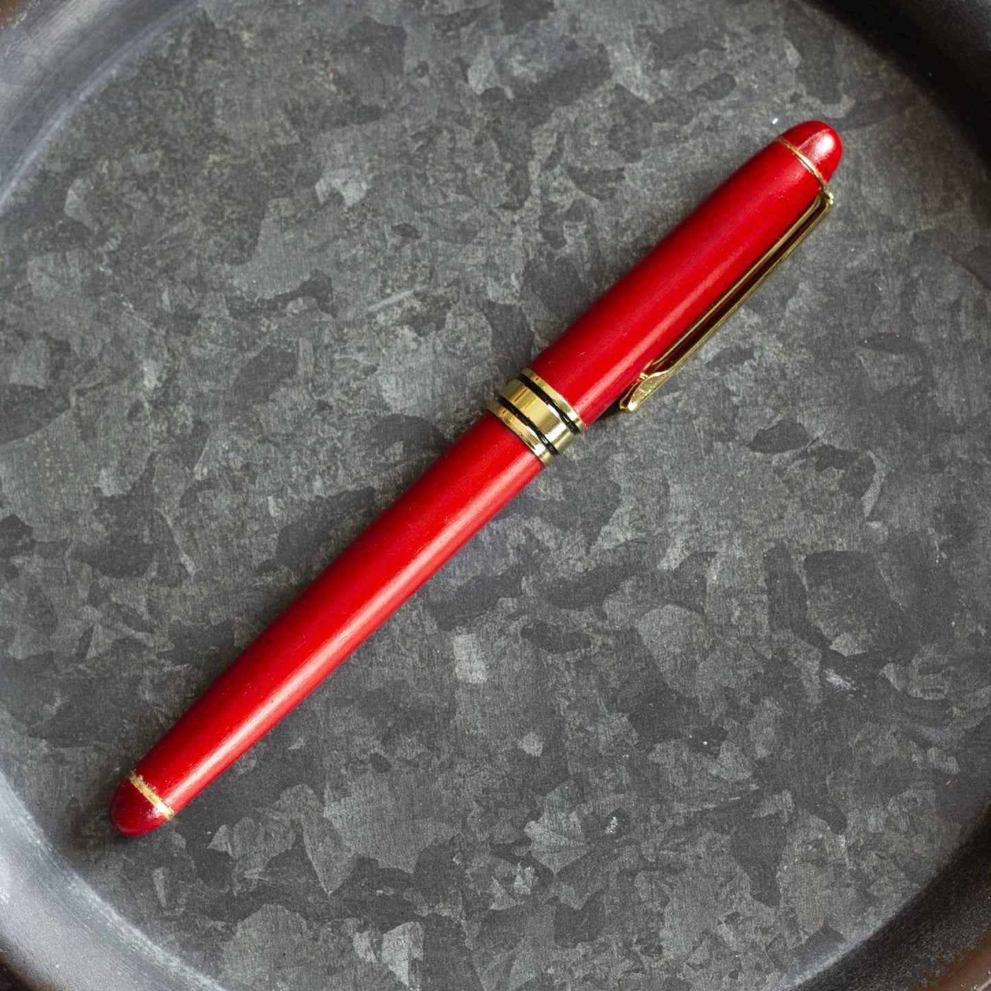 Classic Wooden Pen in Vermillion Red with Golden Fittings