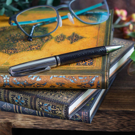 Retro Black Executive Pen. Black ink, ballpoint pen, twist action.