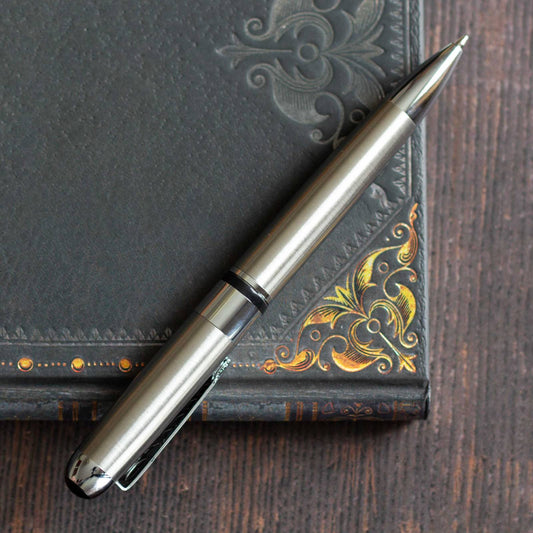 Textured Metal Executive Pen. Black ink, ballpoint pen, twist action.