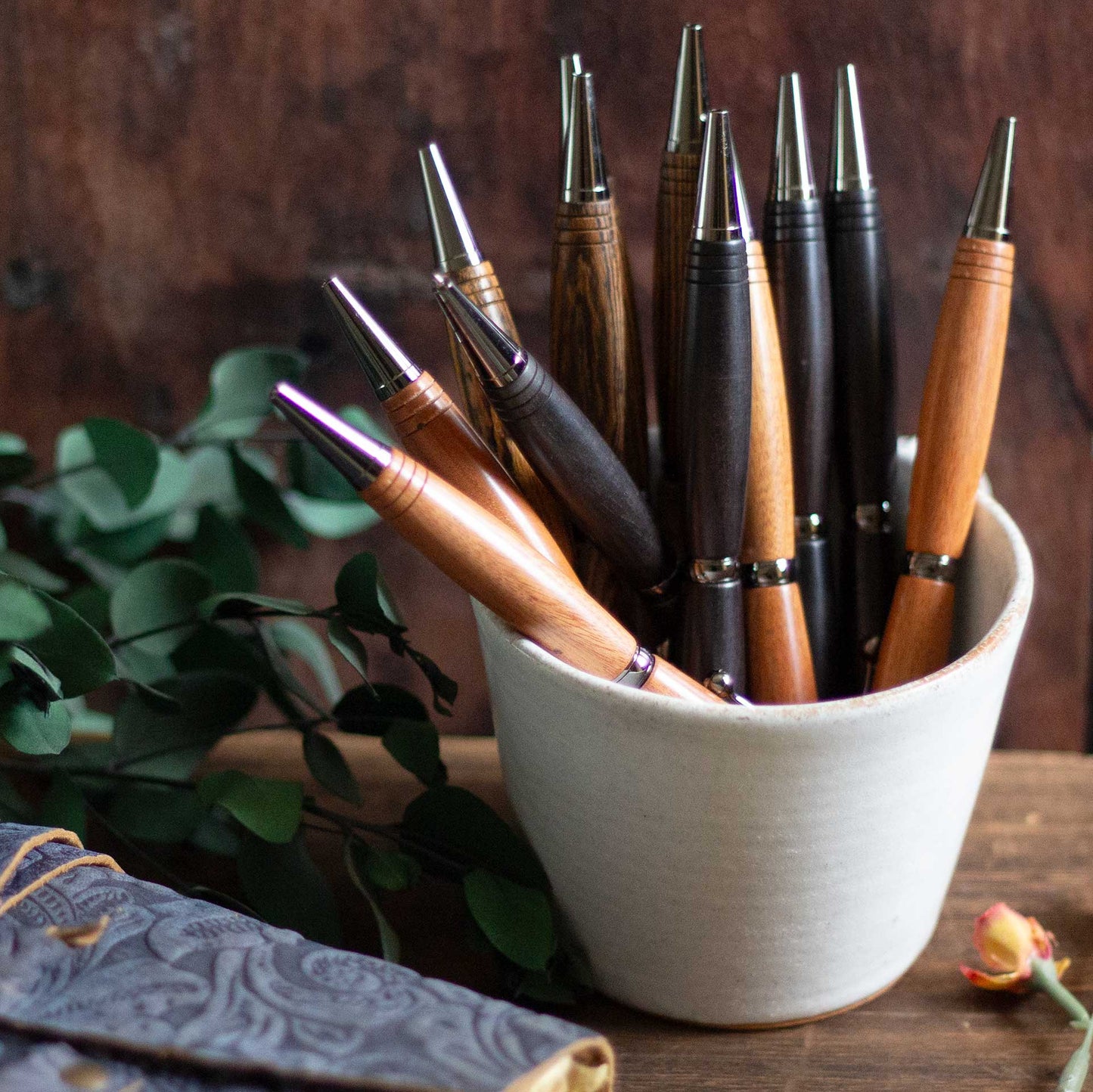 Vintage-Styled Simple Wooden Pen. Ballpoint pen, black ink.